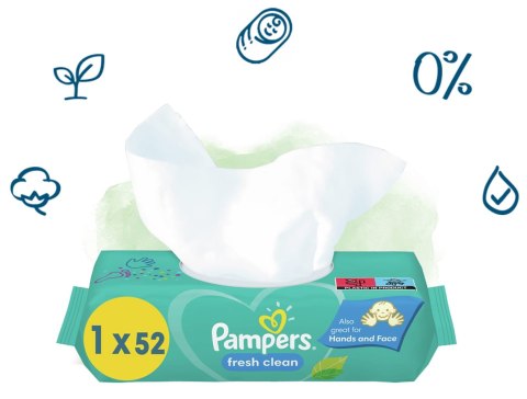PAMPERS CHUSTECZKI NAWILŻANE FRESH CLEAN 52 SZT. - 12 OP. PAMPERS CHUSTECZKI NAWILŻANE FRESH CLEAN 52 SZT. - 12 OP.