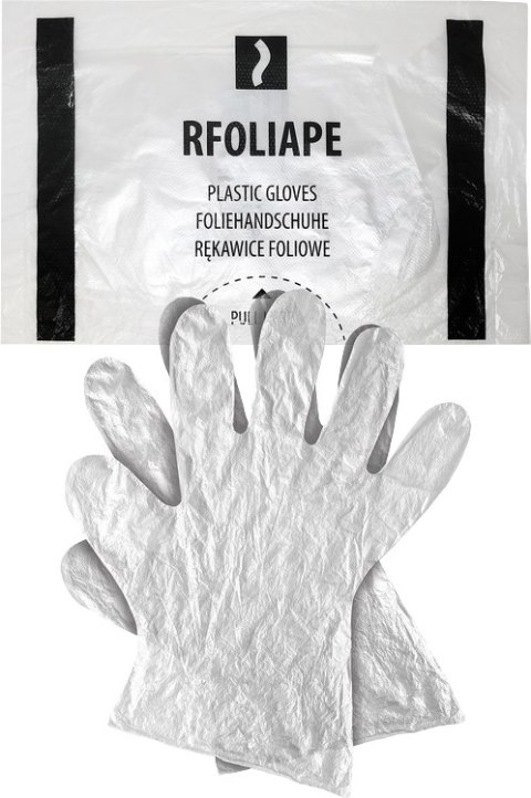 RĘKAWICE FOLIOWE 100 SZTUK / PRZEźROCZYSTE / ROZMIAR: 9 - L / RFOLIAPEL