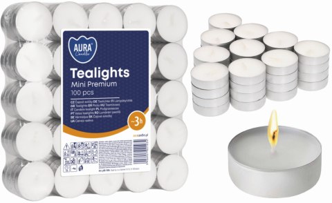 AURA PODGRZEWACZE TEALIGHTS MINI PREMIUM 3H 100 SZT. PF8-100S AURA PODGRZEWACZE TEALIGHTS MINI PREMIUM 3H 100 SZT. PF8-100S