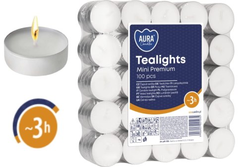 AURA PODGRZEWACZE TEALIGHTS MINI PREMIUM 3H 100 SZT. PF8-100S AURA PODGRZEWACZE TEALIGHTS MINI PREMIUM 3H 100 SZT. PF8-100S