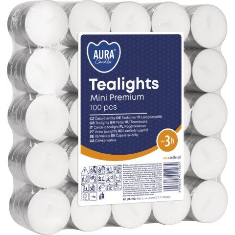 AURA PODGRZEWACZE TEALIGHTS MINI PREMIUM 3H 100 SZT. PF8-100S AURA PODGRZEWACZE TEALIGHTS MINI PREMIUM 3H 100 SZT. PF8-100S