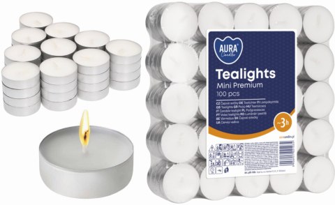 AURA PODGRZEWACZE TEALIGHTS MINI PREMIUM 3H 100 SZT. PF8-100S AURA PODGRZEWACZE TEALIGHTS MINI PREMIUM 3H 100 SZT. PF8-100S