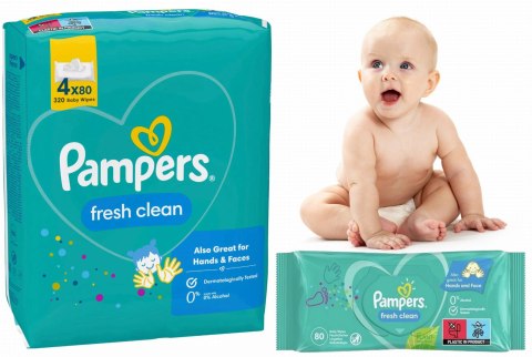 PAMPERS CHUSTECZKI NAWILŻANE FRESH CLEAN 4 x 80 SZT. PAMPERS CHUSTECZKI NAWILŻANE FRESH CLEAN 4 x 80 SZT.