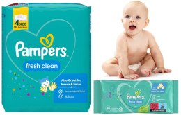 PAMPERS CHUSTECZKI NAWILŻANE FRESH CLEAN 4 x 80 SZT.
