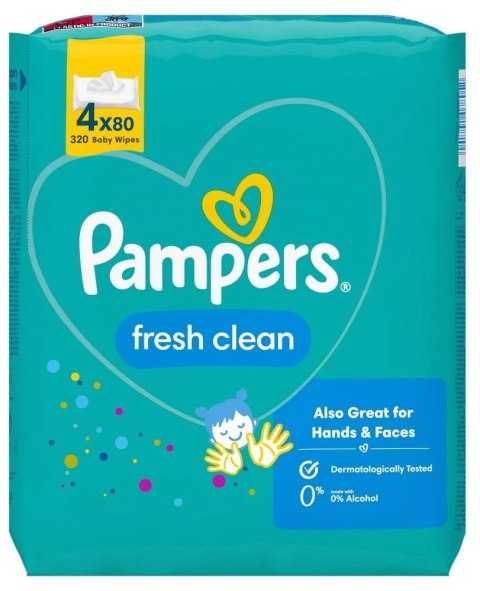 PAMPERS CHUSTECZKI NAWILŻANE FRESH CLEAN 4 x 80 SZT. PAMPERS CHUSTECZKI NAWILŻANE FRESH CLEAN 4 x 80 SZT.