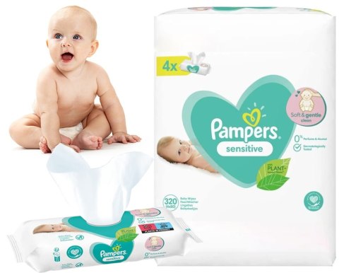PAMPERS CHUSTECZKI NAWILŻANE SENSITIvE 4 x 80 SZT. PAMPERS CHUSTECZKI NAWILŻANE SENSITIvE 4 x 80 SZT.