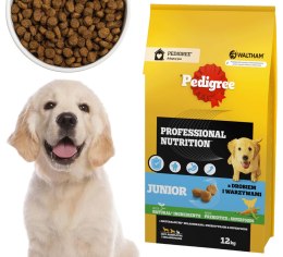PEDIGREE JUNIOR PROFESSIONAL NUTRITION 12 KG Z DROBIEM I WARZYWAMI - SUCHA KARMA DLA SZCZENIĄT PSÓW DUŻYCH I ŚREDNICH RAS