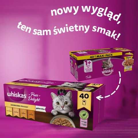 WHISKAS PURE DELIGHT DROBIOWE FRYKASY KARMA W GALARETCE 40x85G WHISKAS PURE DELIGHT DROBIOWE FRYKASY KARMA W GALARETCE 40x85G