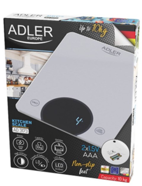WAGA KUCHENNA - DO 10KG - LED ADLER AD 3173 SILvER WAGA KUCHENNA - DO 10KG - LED ADLER AD 3173 SILvER