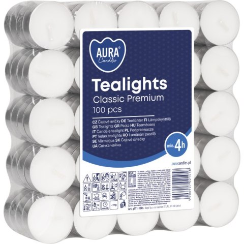 AURA PODGRZEWACZE TEALIGHTS CLASSIC PREMIUM 4H 100 SZT. PF11-100S AURA PODGRZEWACZE TEALIGHTS CLASSIC PREMIUM 4H 100 SZT. PF11-100S