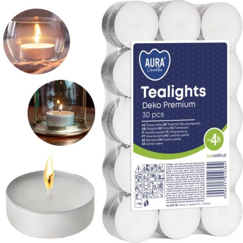 AURA PODGRZEWACZE TEALIGHTS DEKO PREMIUM 4H 30 SZT. PF10-30S AURA PODGRZEWACZE TEALIGHTS DEKO PREMIUM 4H 30 SZT. PF10-30S