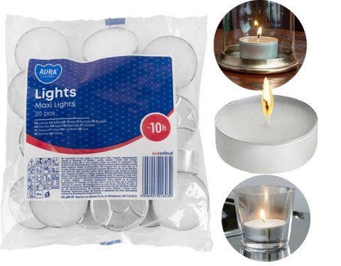 AURA ŚWIECE LIGHTS MAxI 10H 20 SZT. P40-20 AURA ŚWIECE LIGHTS MAxI 10H 20 SZT. P40-20