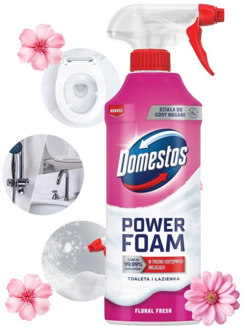 DOMESTOS POWER FOAM PIANA DO MYCIA TOALETY I ŁAZIENKI FLORAL FRESH 435ML DOMESTOS POWER FOAM PIANA DO MYCIA TOALETY I ŁAZIENKI FLORAL FRESH 435ML