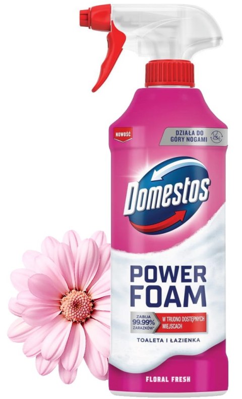 DOMESTOS POWER FOAM PIANA DO MYCIA TOALETY I ŁAZIENKI FLORAL FRESH 435ML DOMESTOS POWER FOAM PIANA DO MYCIA TOALETY I ŁAZIENKI FLORAL FRESH 435ML