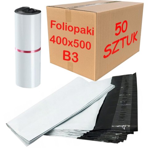 FOLIOPAKI KURIERSKIE BIAŁE B3 400x500MM - 50 SZT.