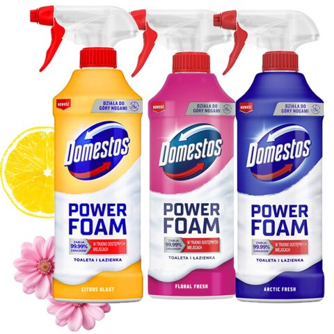 ZESTAW 3 x DOMESTOS POWER FOAM PIANA DO MYCIA TOALETY I ŁAZIENKI 435ML ZESTAW 3 x DOMESTOS POWER FOAM PIANA DO MYCIA TOALETY I ŁAZIENKI 435ML