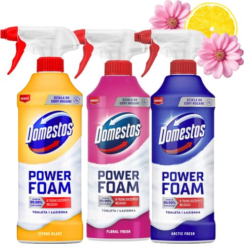 ZESTAW 3 x DOMESTOS POWER FOAM PIANA DO MYCIA TOALETY I ŁAZIENKI 435ML ZESTAW 3 x DOMESTOS POWER FOAM PIANA DO MYCIA TOALETY I ŁAZIENKI 435ML
