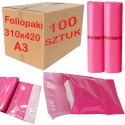 FOLIOPAKI KURIERSKIE RÓŻOWE A3 310x420MM - 100 SZT.