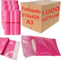 FOLIOPAKI KURIERSKIE RÓŻOWE A3 310x420MM - 1000 SZT.