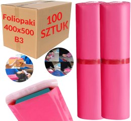FOLIOPAKI KURIERSKIE RÓŻOWE B3 400x500MM - 100 SZT.