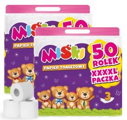 PAPIER TOALETOWY 50R MIŚKI 3W - 100 ROLEK