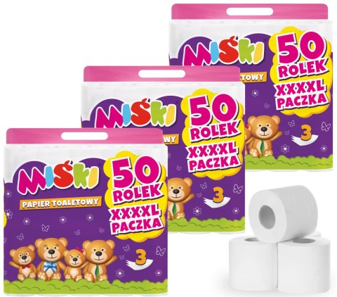 PAPIER TOALETOWY 50R MIŚKI 3W - 150 ROLEK PAPIER TOALETOWY 50R MIŚKI 3W - 150 ROLEK
