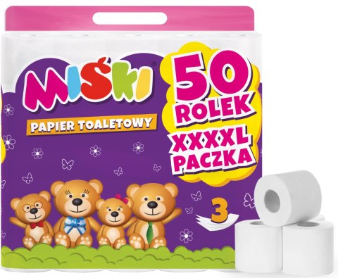 PAPIER TOALETOWY 50R MIŚKI 3W - 200 ROLEK PAPIER TOALETOWY 50R MIŚKI 3W - 200 ROLEK