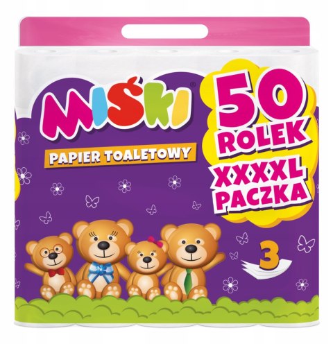PAPIER TOALETOWY 50R MIŚKI 3W - 200 ROLEK PAPIER TOALETOWY 50R MIŚKI 3W - 200 ROLEK