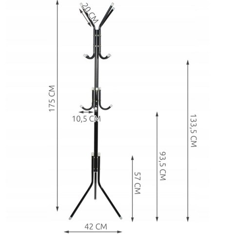 WIESZAK STOJĄCY NA UBRANIA CZARNY PAKO MAT-T-120