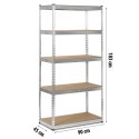 REGAŁ METALOWY MAGAZYNOWY 183 X 90 X 45 CM HUMBERG HR-700 SREBRNY