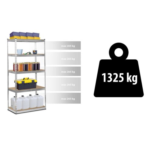 REGAŁ METALOWY MAGAZYNOWY 183 X 90 X 45 CM HUMBERG HR-700 SREBRNY REGAŁ METALOWY MAGAZYNOWY 183 X 90 X 45 CM HUMBERG HR-700 SREBRNY
