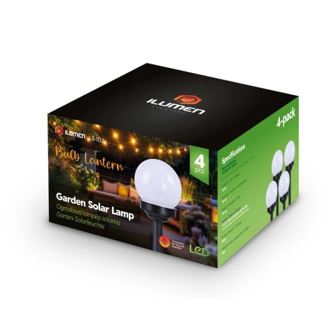 LAMPKA SOLARNA BIAŁA KULA 4SZT ILUMEN LS-102 LAMPKA SOLARNA BIAŁA KULA 4SZT ILUMEN LS-102