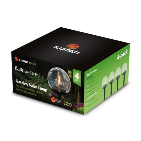 LAMPKA SOLARNA PRZEŹROCZYSTA KULA 4SZT ILUMEN LS-103 LAMPKA SOLARNA PRZEŹROCZYSTA KULA 4SZT ILUMEN LS-103