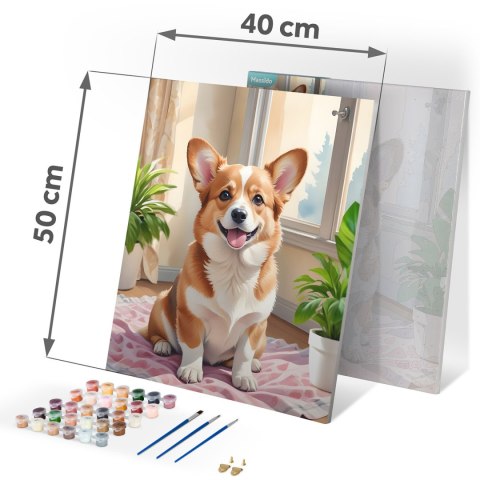 OBRAZ DO MALOWANIA PO NUMERACH 40X50 CM MASSIDO PIESEK CORGI OBRAZ DO MALOWANIA PO NUMERACH 40X50 CM MASSIDO PIESEK CORGI