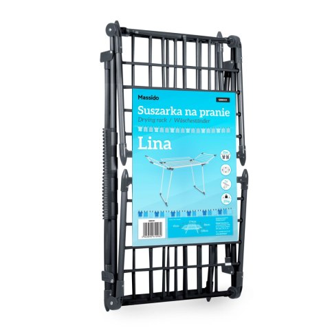 SUSZARKA NA PRANIE STOJĄCA ROZKŁADANA LINA 22 MB CZARNA SUSZARKA NA PRANIE STOJĄCA ROZKŁADANA LINA 22 MB CZARNA