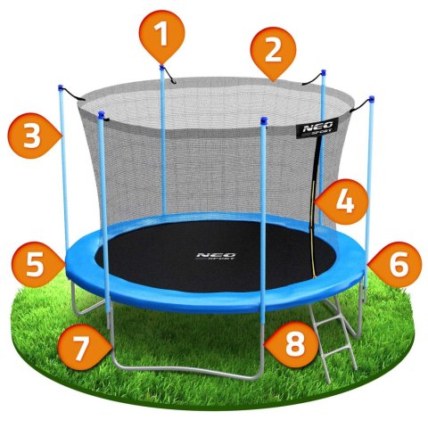 TRAMPOLINA OGRODOWA 8FT/252CM Z SIATKĄ WEWNĘTRZNĄ I DRABINKĄ NEO-SPORT TRAMPOLINA OGRODOWA 8FT/252CM Z SIATKĄ WEWNĘTRZNĄ I DRABINKĄ NEO-SPORT