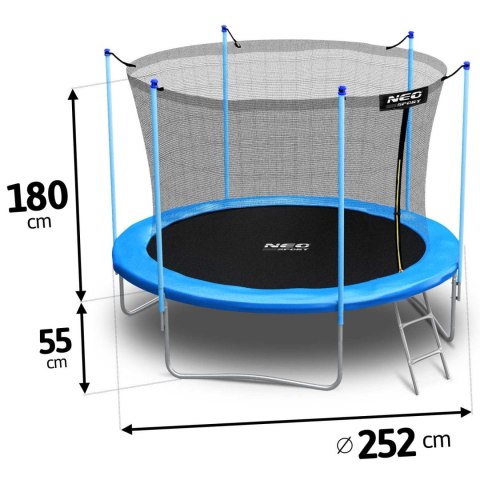TRAMPOLINA OGRODOWA 8FT/252CM Z SIATKĄ WEWNĘTRZNĄ I DRABINKĄ NEO-SPORT TRAMPOLINA OGRODOWA 8FT/252CM Z SIATKĄ WEWNĘTRZNĄ I DRABINKĄ NEO-SPORT