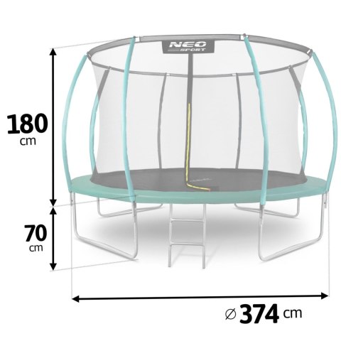 TRAMPOLINA OGRODOWA PROFILOWANA 12FT/374CM Z SIATKĄ WEWNĘTRZNĄ NEO-SPORT TRAMPOLINA OGRODOWA PROFILOWANA 12FT/374CM Z SIATKĄ WEWNĘTRZNĄ NEO-SPORT