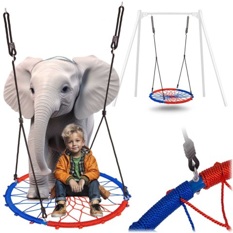 HUŚTAWKA BOCIANIE GNIAZDO SWINGO 95 CM NIEBIESKO-CZERWONA