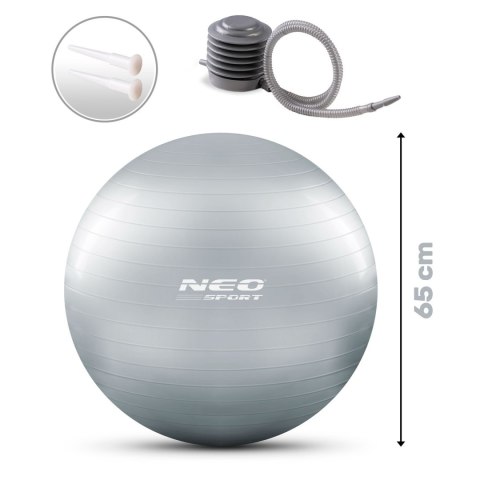 PIŁKA DO ĆWICZEŃ 65 CM NS-951 SREBRNA PIŁKA DO ĆWICZEŃ 65 CM NS-951 SREBRNA