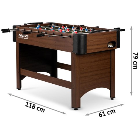 STÓŁ DO GRY W PIŁKARZYKI NEOSPORT 118X61X79 CM NS-804 CIEMNY BRĄZ STÓŁ DO GRY W PIŁKARZYKI NEOSPORT 118X61X79 CM NS-804 CIEMNY BRĄZ