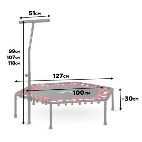TRAMPOLINA FITNESS Z UCHWYTEM 127 CM NEO-SPORT - SZEŚCIOKĄTNA CZERWONA