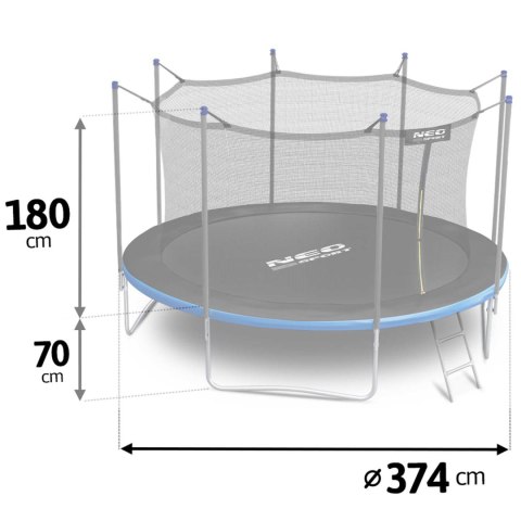 TRAMPOLINA OGRODOWA 12FT/374CM Z SIATKĄ WEWNĘTRZNĄ I DRABINKĄ NEO-SPORT TRAMPOLINA OGRODOWA 12FT/374CM Z SIATKĄ WEWNĘTRZNĄ I DRABINKĄ NEO-SPORT