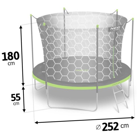 TRAMPOLINA OGRODOWA 8FT/252CM Z SIATKĄ WEWNĘTRZNĄ I DRABINKĄ NEO-SPORT TRAMPOLINA OGRODOWA 8FT/252CM Z SIATKĄ WEWNĘTRZNĄ I DRABINKĄ NEO-SPORT