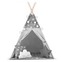 NAMIOT TIPI DLA DZIECI Z GIRLANDĄ I ŚWIATEŁKAMI NUKIDO - SZARE W GWIAZDKI