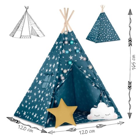 NAMIOT TIPI DLA DZIECI ZE ŚWIATEŁKAMI NUKIDO - NIEBIESKI NAMIOT TIPI DLA DZIECI ZE ŚWIATEŁKAMI NUKIDO - NIEBIESKI