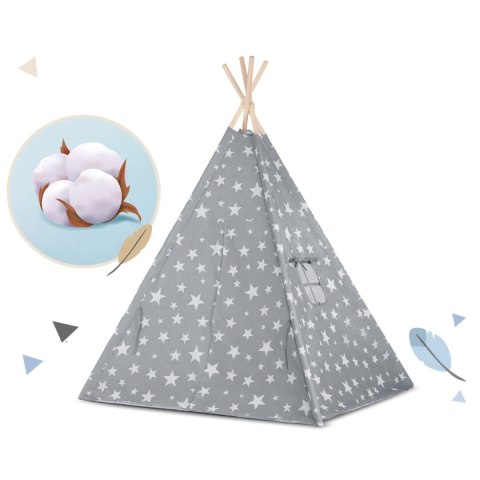 NAMIOT TIPI DLA DZIECI ZE ŚWIATEŁKAMI NUKIDO - SZARY W GWIAZDKI NAMIOT TIPI DLA DZIECI ZE ŚWIATEŁKAMI NUKIDO - SZARY W GWIAZDKI
