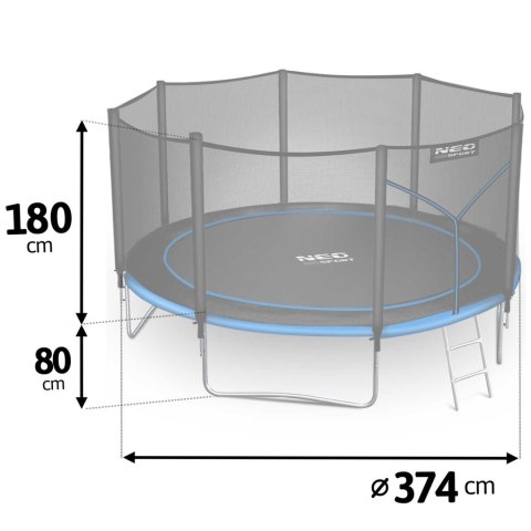 TRAMPOLINA OGRODOWA 12FT/374CM Z SIATKĄ ZEWNĘTRZNĄ I DRABINKĄ NEO-SPORT TRAMPOLINA OGRODOWA 12FT/374CM Z SIATKĄ ZEWNĘTRZNĄ I DRABINKĄ NEO-SPORT