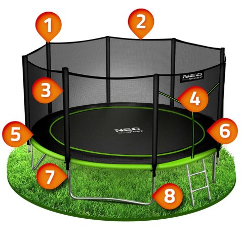 TRAMPOLINA OGRODOWA 13FT/404CM Z SIATKĄ ZEWNĘTRZNĄ I DRABINKĄ NEO-SPORT TRAMPOLINA OGRODOWA 13FT/404CM Z SIATKĄ ZEWNĘTRZNĄ I DRABINKĄ NEO-SPORT