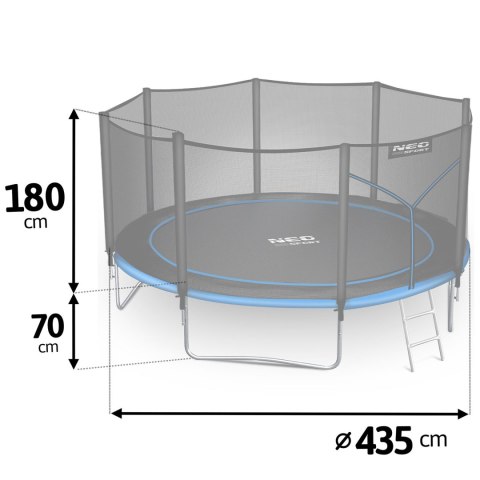 TRAMPOLINA OGRODOWA 14FT/435CM Z SIATKĄ ZEWNĘTRZNĄ I DRABINKĄ NEO-SPORT TRAMPOLINA OGRODOWA 14FT/435CM Z SIATKĄ ZEWNĘTRZNĄ I DRABINKĄ NEO-SPORT